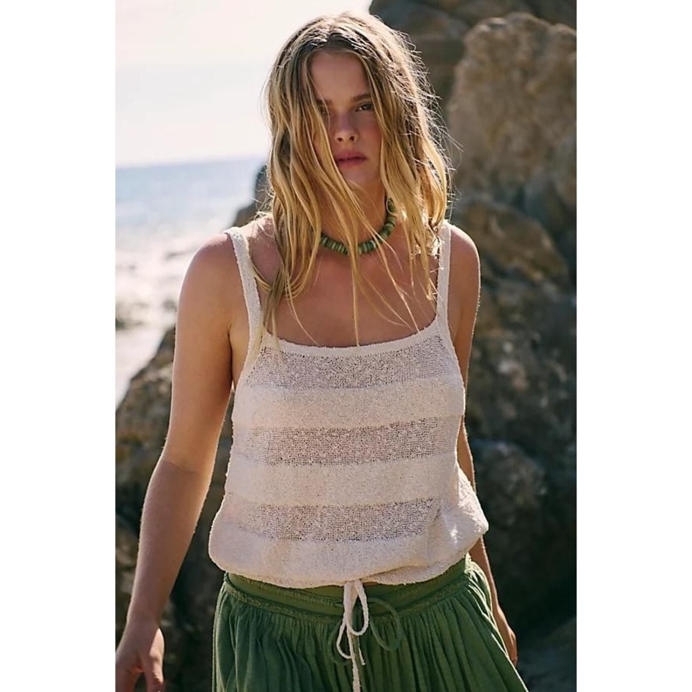 Free People free-est By The Beach Sweater Tank Top Natural Medium